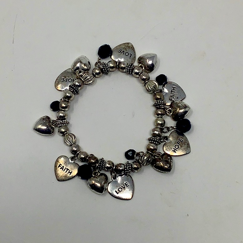 Preowned Silver Tone Faith Love Hope Bracelet